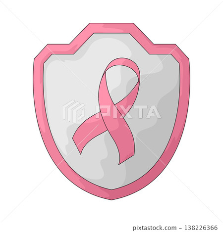 Illustration of Shield with Pink Ribbon 138226366