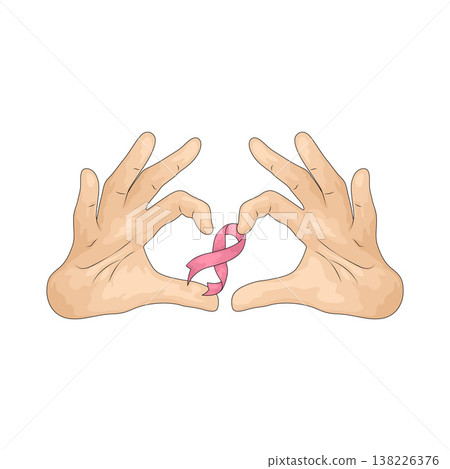 Illustration of Breast cancer awareness with hand Illustration of Breast cancer awareness with hand 138226376