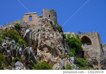 St. Hilarion Castle in Northern Cyprus rises dramatically above the clouds in 2025, offering a stunning view and rich medieval atmosphere. 138226534