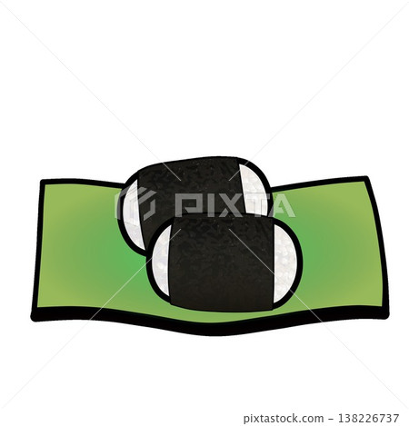 Illustration of rice balls on a plate 138226737