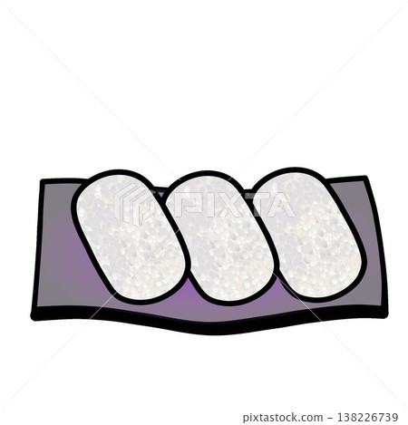 Illustration of rice balls on a plate 138226739