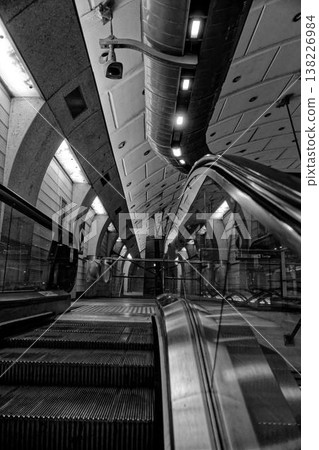 Escalators at train stations in Paris 138226984