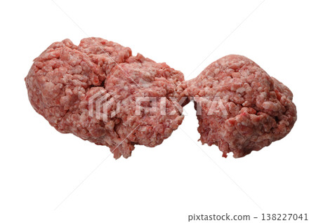 Two portions of meat mince on white background 138227041