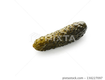Barrel-salted cucumber on white background Barrel-salted cucumber on white background 138227097