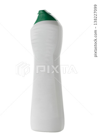 White plastic bottle for household chemicals on white background White plastic bottle for household chemicals on white background 138227099