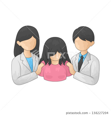Illustration of Women doctor, patient, man doctor support Breast Cancer 138227204