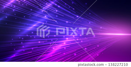 Abstract futuristic background with glowing light streak lines . 138227210
