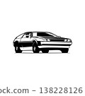 American muscle car logo with front view. Isolated on white background with eps 10 ready vector. Best for logo, badge, emblem and sticker design. 138228126