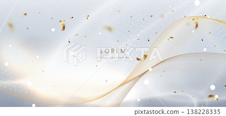 Abstract luxury white background with gold lighting and confetti effect sparkle Abstract luxury white background with gold lighting and confetti effect sparkle 138228335