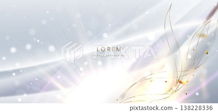 Luxury white background with gold lighting effect sparkling decor bokeh elegant. Luxury white background with gold lighting effect sparkling decor bokeh elegant. 138228336
