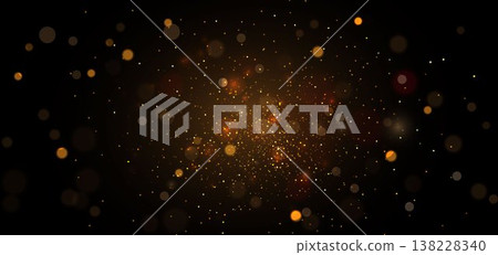 Golden glowing particles bokeh light abstract background. Golden glowing particles bokeh light abstract background. 138228340