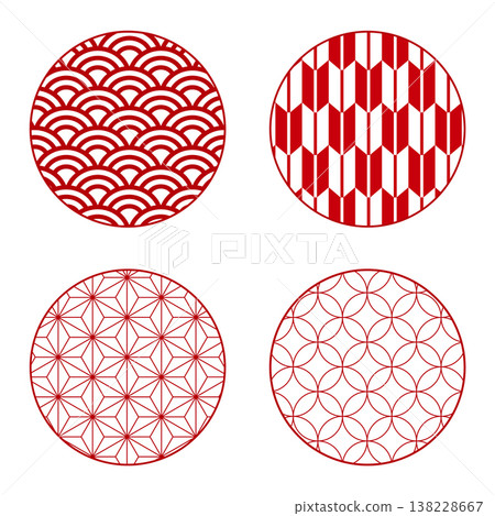 日本圖案、傳統設計、七寶紋、青海波紋、麻葉紋、玳瑁紋、卍字紋、一鬆紋、日式風格設計 138228667