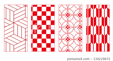 日本圖案、傳統設計、七寶紋、青海波紋、麻葉紋、玳瑁紋、卍字紋、一鬆紋、日式風格設計 138228672