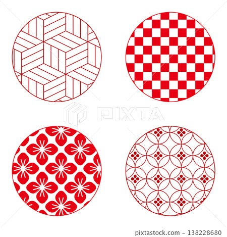 日本圖案、傳統設計、七寶紋、青海波紋、麻葉紋、玳瑁紋、卍字紋、一鬆紋、日式風格設計 138228680