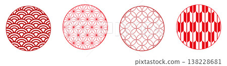 Japanese patterns, traditional designs, Shippo (seven treasures), Seigaiha (wave pattern), Asanoha (hemp leaf pattern), Kikko (tortoise shell pattern), Sayagata (swastika pattern), Ichimatsu (checkerboard pattern), Japanese style designs 138228681