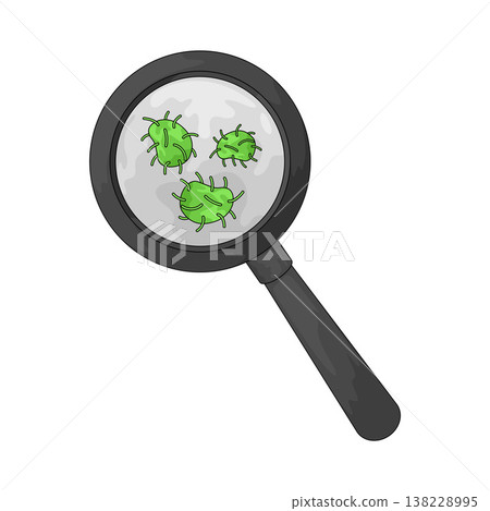 Illustration of Virus research under magnifying glass Illustration of Virus research under magnifying glass 138228995