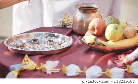 Ganesh Chaturthi puja offerings for devotion and religious ritual Ganesh Chaturthi puja offerings for devotion and religious ritual 138229108