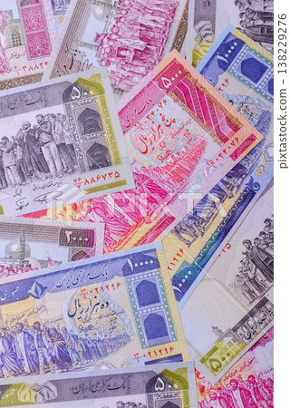 Iranian money, lira currency, banknotes of various denominations, financial transactions. Iran money Iranian money, lira currency, banknotes of various denominations, financial transactions. Iran money 138229276