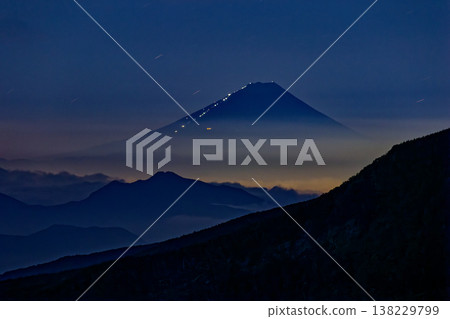Night view of Mt. Fuji from Nyū in the northern Yatsugatake Mountains Night view of Mt. Fuji from Nyū in the northern Yatsugatake Mountains 138229799