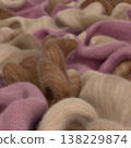 pink wool texture in natural jute sack 138229874