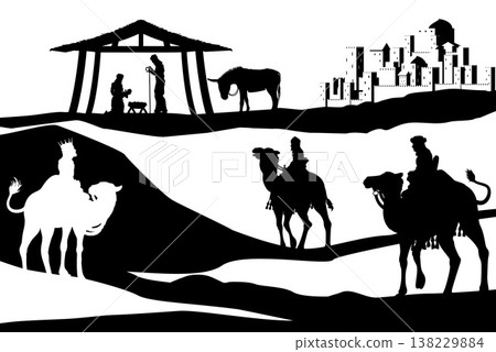 Christmas Nativity Scene Bethlehem Manger Wise Men Christmas Nativity Scene Bethlehem Manger Wise Men 138229884