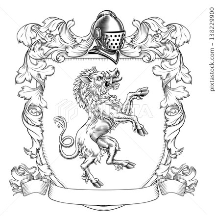 Boar Coat of Arms Family Crest Heraldic Shield 138229900