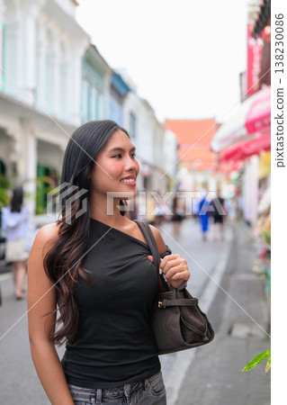 Thai Woman Tourist Shopping in Phuket Old Town Thailand Thai Woman Tourist Shopping in Phuket Old Town Thailand 138230086