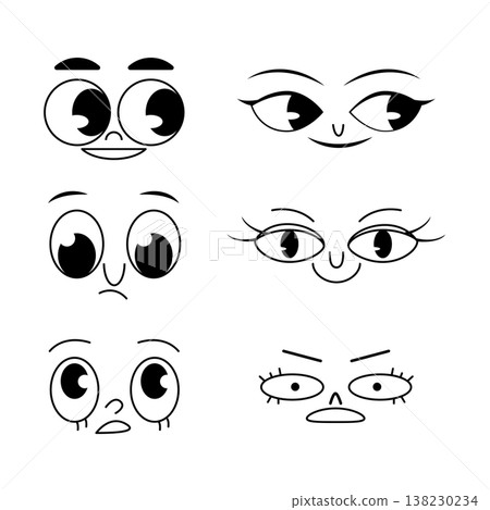 Cartoon eyes for facial expression and illustration Cartoon eyes for facial expression and illustration 138230234