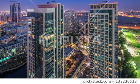 Greens district aerial view from top day to night timelapse. 138230538