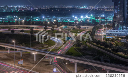 Aerial top view to Sheikh Zayed road near Dubai Marina and JLT timelapse, Dubai. Aerial top view to Sheikh Zayed road near Dubai Marina and JLT timelapse, Dubai. 138230656