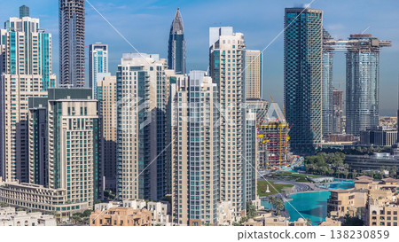 Beautiful skyline of Dubai downtown with modern architecture. Beautiful skyline of Dubai downtown with modern architecture. 138230859