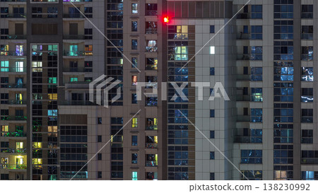 Lights from windows of offices in Dubai Aerial Timelapse Lights from windows of offices in Dubai Aerial Timelapse 138230992