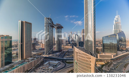 Aerial view of new skyscrapers and tall buildings Timelapse 138231046
