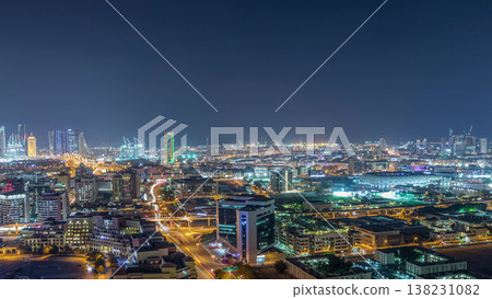 View of new modern buildings in luxury Dubai city, United Arab Emirates Timelapse Aerial View of new modern buildings in luxury Dubai city, United Arab Emirates Timelapse Aerial 138231082