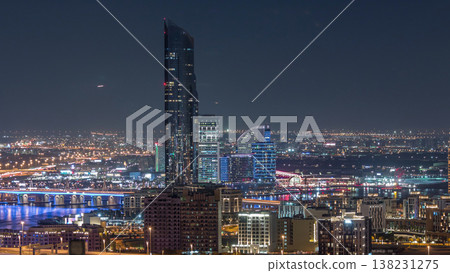 Nighttime rhythm of the city of Dubai aerial timelapse 138231275