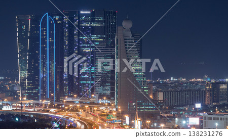 The rhythm of Dubai at nighttime aerial timelapse The rhythm of Dubai at nighttime aerial timelapse 138231276