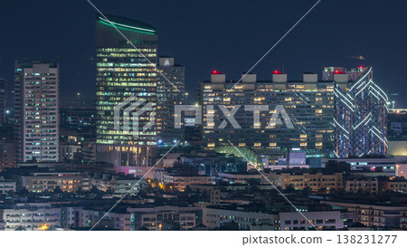 View of Dubai at night aerial timelapse View of Dubai at night aerial timelapse 138231277