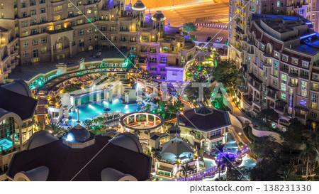 Amazing pool in a resort at Dubai downtown timelapse, Dubai, UAE. Amazing pool in a resort at Dubai downtown timelapse, Dubai, UAE. 138231330