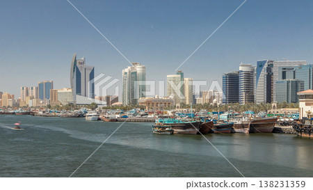 Trading wooden boats in the port timelapse. Merchant ships on the Creek Canal. Trading wooden boats in the port timelapse. Merchant ships on the Creek Canal. 138231359