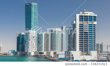 Panoramic timelapse view of business bay and downtown area of Dubai Panoramic timelapse view of business bay and downtown area of Dubai 138231421