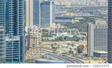 Dubai downtown at sunny day timelapse 138231575