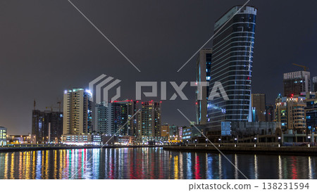 Dubai business bay towers night timelapse Dubai business bay towers night timelapse 138231594