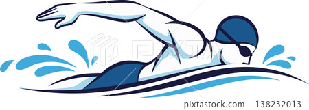 Swimmer Performing Freestyle Stroke Vector illustration 138232013