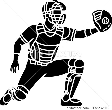 Baseball Catcher Receiving Ball Vector Icon 138232019