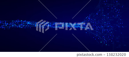 Dataflow AI Tech Light Line Background, Speed Digital Transformation, Abstract Pattern Data Neural Network Texture. Artificial Intelligence Transition Futuristic Visualisation. Vector Illustration 138232020