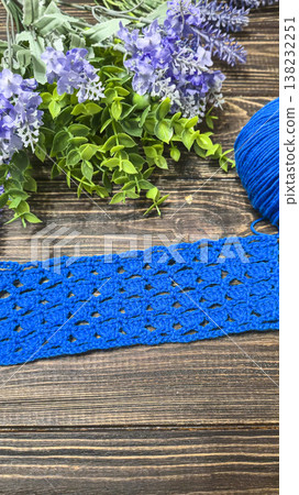 Crocheting a green yarn item. Handmade embellishments Pattern texture Copy space Crocheting a green yarn item. Handmade embellishments Pattern texture Copy space 138232251