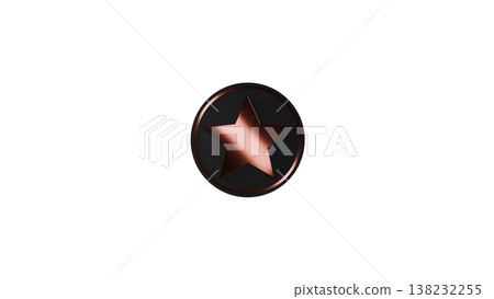 [Transparent Background] 3D Rubber Texture Medal - Star Mark (Black/Bronze) - Favorite/Rating Icon 138232255