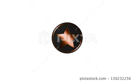 [Transparent Background] 3D Rubber Texture Medal - Star Mark (Black/Gold) - Favorite/Rating Icon 138232256