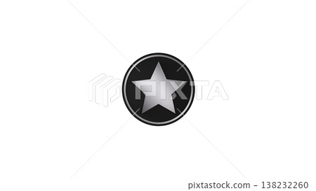 [Transparent Background] 3D Rubber Texture Medal - Star Mark (Black/Silver) - Favorite/Rating Icon 138232260