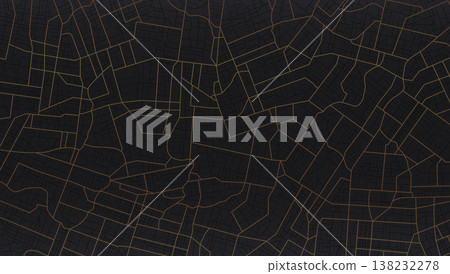 Abstract black city map pattern with golden street lines. Vector illustration. 138232278
